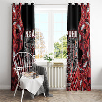 Aotearoa Ngapuhi Window Curtain Maori Red Tribal Paua Shell Pattern DT05 - Polynesian Pride