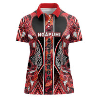 Aotearoa Ngapuhi Women Polo Shirt Maori Red Tribal Paua Shell Pattern DT05 Female Red - Polynesian Pride