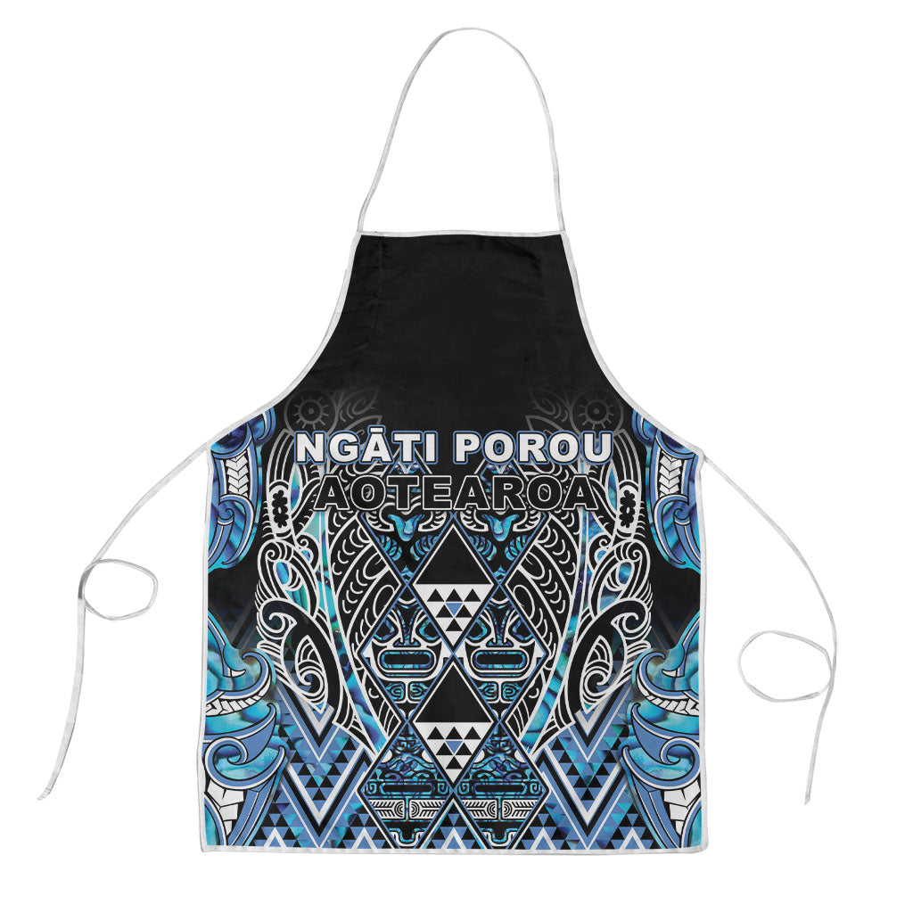 Aotearoa Ngati Porou Apron Maori Light Blue Tribal Paua Shell Pattern DT05 Blue - Polynesian Pride
