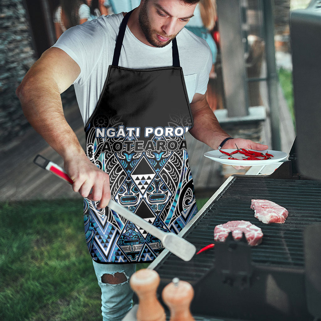 Aotearoa Ngati Porou Apron Maori Light Blue Tribal Paua Shell Pattern DT05 - Polynesian Pride