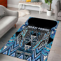 Aotearoa Ngati Porou Area Rug Maori Light Blue Tribal Paua Shell Pattern DT05 - Polynesian Pride