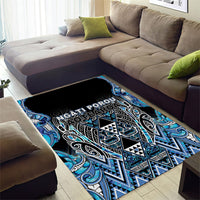 Aotearoa Ngati Porou Area Rug Maori Light Blue Tribal Paua Shell Pattern DT05 - Polynesian Pride