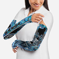 Aotearoa Ngati Porou Arm Sleeves Maori Light Blue Tribal Paua Shell Pattern DT05 - Polynesian Pride
