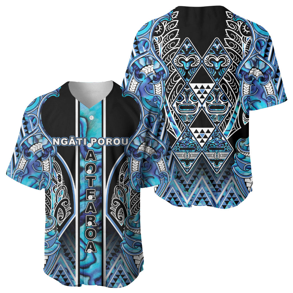 Aotearoa Ngati Porou Baseball Jersey Maori Light Blue Tribal Paua Shell Pattern DT05 - Polynesian Pride