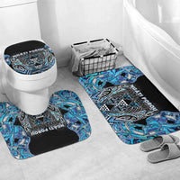 Aotearoa Ngati Porou Bathroom Set Maori Light Blue Tribal Paua Shell Pattern DT05 Mat Set Only (3 pcs) One Size Blue - Polynesian Pride