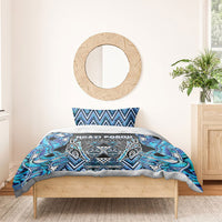 Aotearoa Ngati Porou Bedding Set Maori Light Blue Tribal Paua Shell Pattern DT05 - Polynesian Pride