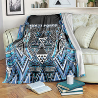 Aotearoa Ngati Porou Blanket Maori Light Blue Tribal Paua Shell Pattern DT05 Blue - Polynesian Pride