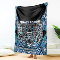 Aotearoa Ngati Porou Blanket Maori Light Blue Tribal Paua Shell Pattern DT05 - Polynesian Pride