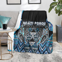 Aotearoa Ngati Porou Blanket Maori Light Blue Tribal Paua Shell Pattern DT05 - Polynesian Pride