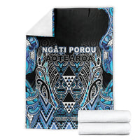 Aotearoa Ngati Porou Blanket Maori Light Blue Tribal Paua Shell Pattern DT05 - Polynesian Pride