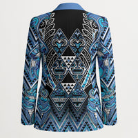 Aotearoa Ngati Porou Blazer Maori Light Blue Tribal Paua Shell Pattern DT05 - Polynesian Pride