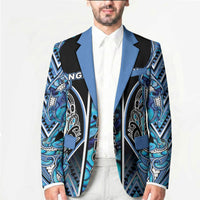 Aotearoa Ngati Porou Blazer Maori Light Blue Tribal Paua Shell Pattern DT05 - Polynesian Pride