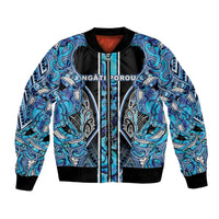 Aotearoa Ngati Porou Bomber Jacket Maori Light Blue Tribal Paua Shell Pattern DT05 Unisex Blue - Polynesian Pride