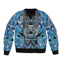 Aotearoa Ngati Porou Bomber Jacket Maori Light Blue Tribal Paua Shell Pattern DT05 - Polynesian Pride