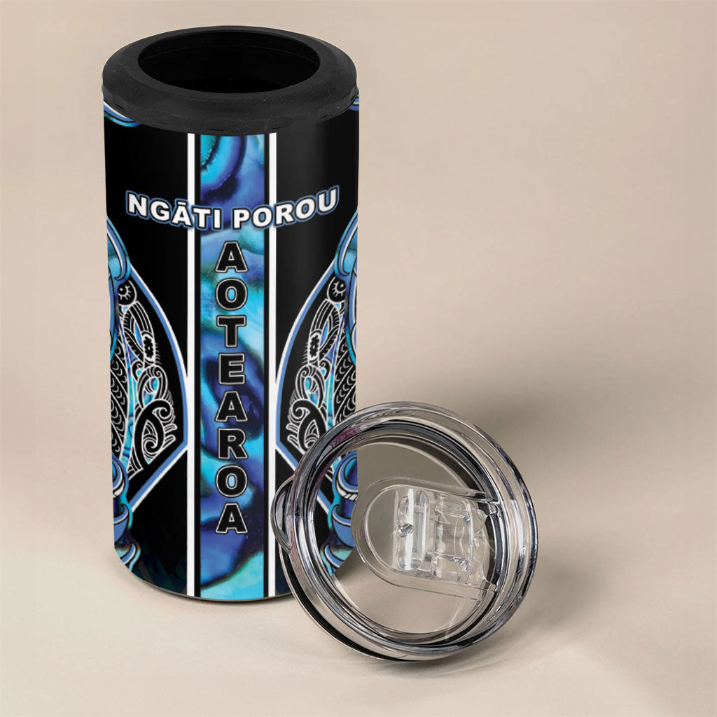 Aotearoa Ngati Porou 4 in 1 Can Cooler Tumbler Maori Light Blue Tribal Paua Shell Pattern DT05 - Polynesian Pride