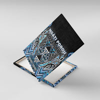 Aotearoa Ngati Porou Canvas Wall Art Maori Light Blue Tribal Paua Shell Pattern DT05 With Frame Blue - Polynesian Pride