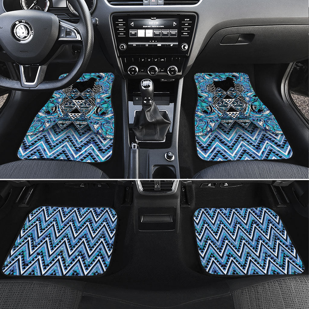Aotearoa Ngati Porou Car Mats Maori Light Blue Tribal Paua Shell Pattern DT05 Set 4pcs Blue - Polynesian Pride