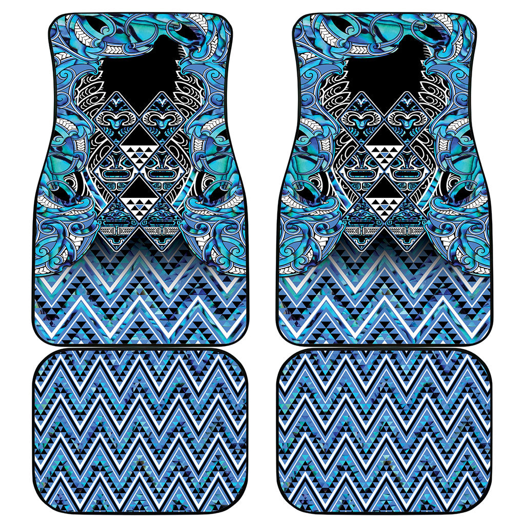 Aotearoa Ngati Porou Car Mats Maori Light Blue Tribal Paua Shell Pattern DT05 - Polynesian Pride