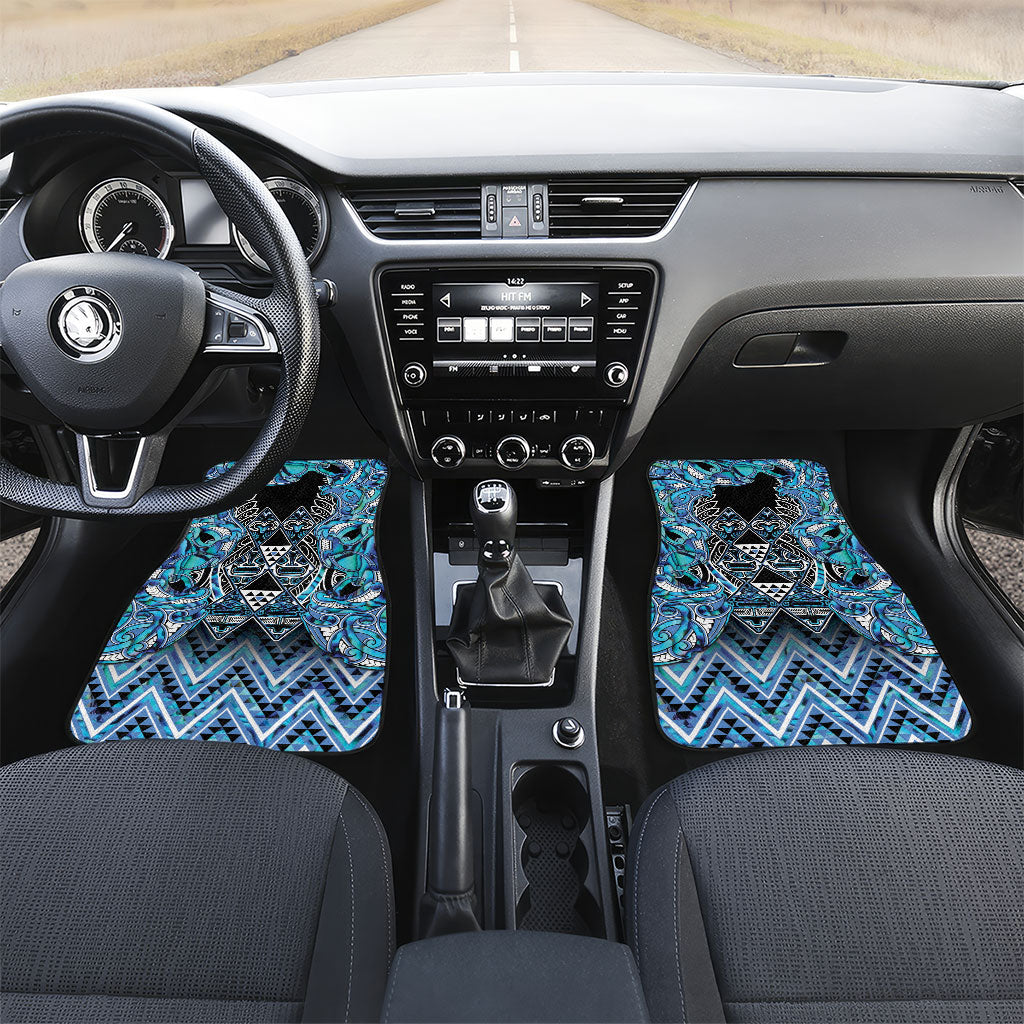 Aotearoa Ngati Porou Car Mats Maori Light Blue Tribal Paua Shell Pattern DT05 Set 2pcs - Front Blue - Polynesian Pride