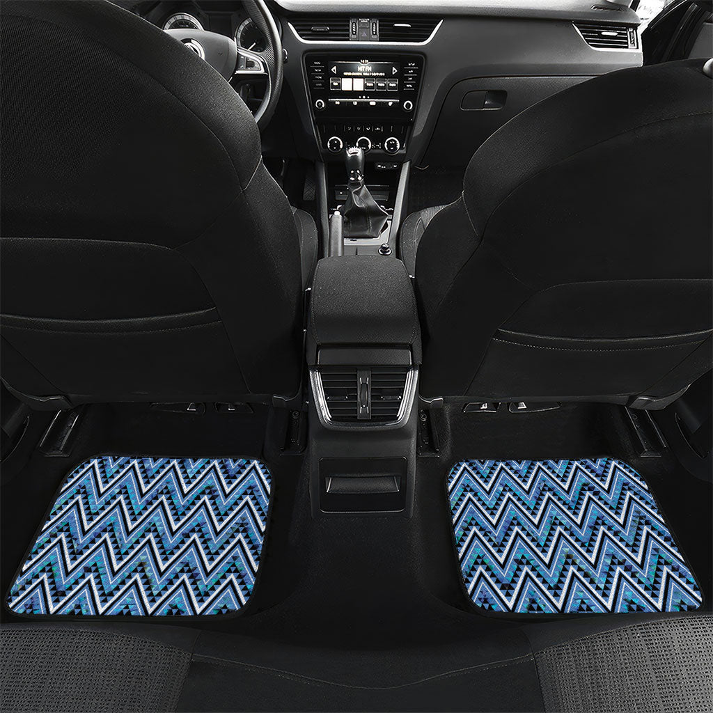 Aotearoa Ngati Porou Car Mats Maori Light Blue Tribal Paua Shell Pattern DT05 Set 2pcs - Back Blue - Polynesian Pride