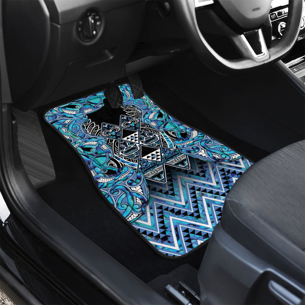 Aotearoa Ngati Porou Car Mats Maori Light Blue Tribal Paua Shell Pattern DT05 - Polynesian Pride