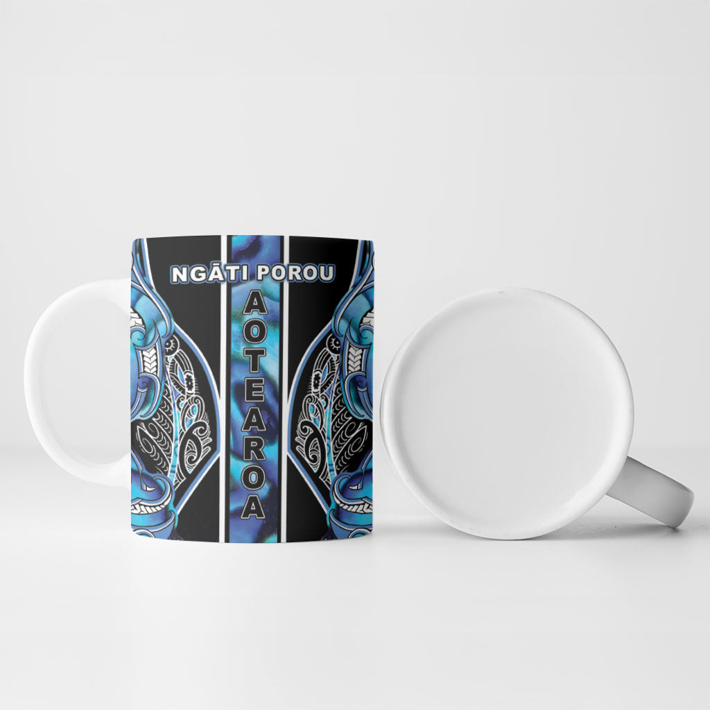 Aotearoa Ngati Porou Ceramic Mug Maori Light Blue Tribal Paua Shell Pattern DT05 - Polynesian Pride