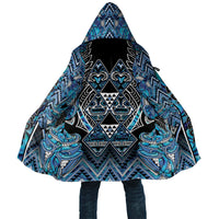Aotearoa Ngati Porou Cloak Maori Light Blue Tribal Paua Shell Pattern DT05 Unisex Blue - Polynesian Pride
