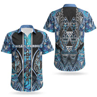 Aotearoa Ngati Porou Couples Matching Short Sleeve Bodycon Dress and Hawaiian Shirt Maori Light Blue Tribal Paua Shell Pattern DT05 - Polynesian Pride