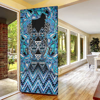 Aotearoa Ngati Porou Door Cover Maori Light Blue Tribal Paua Shell Pattern DT05 - Polynesian Pride
