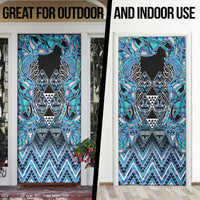 Aotearoa Ngati Porou Door Cover Maori Light Blue Tribal Paua Shell Pattern DT05 - Polynesian Pride