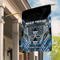 Aotearoa Ngati Porou Garden Flag Maori Light Blue Tribal Paua Shell Pattern DT05 House Flag Blue - Polynesian Pride