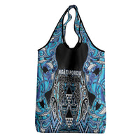 Aotearoa Ngati Porou Grocery Bag Maori Light Blue Tribal Paua Shell Pattern DT05 - Polynesian Pride