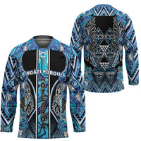 Aotearoa Ngati Porou Hockey Jersey Maori Light Blue Tribal Paua Shell Pattern DT05 - Polynesian Pride
