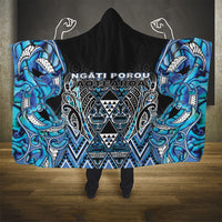 Aotearoa Ngati Porou Hooded Blanket Maori Light Blue Tribal Paua Shell Pattern DT05 - Polynesian Pride