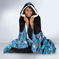 Aotearoa Ngati Porou Hooded Blanket Maori Light Blue Tribal Paua Shell Pattern DT05 - Polynesian Pride