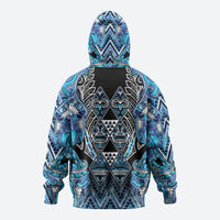 Aotearoa Ngati Porou Hoodie Maori Light Blue Tribal Paua Shell Pattern DT05 - Polynesian Pride
