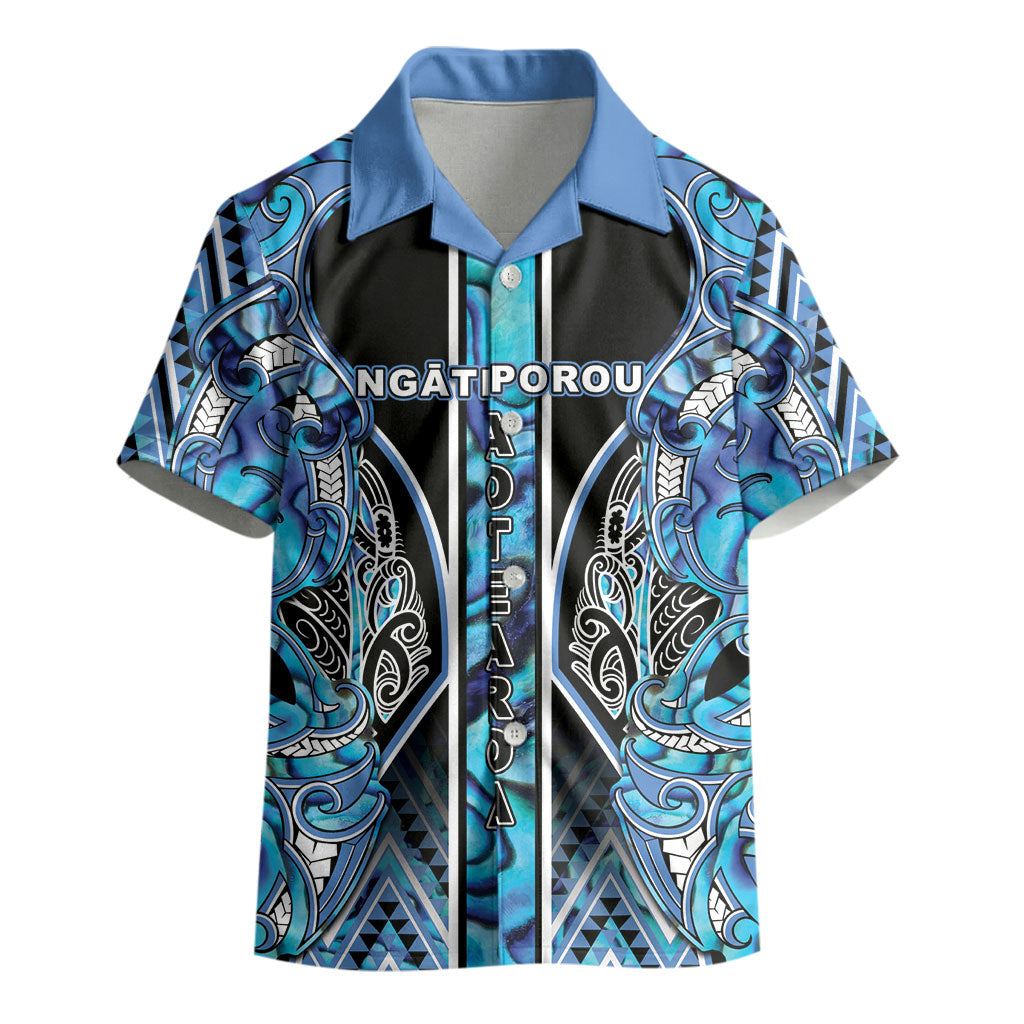 Aotearoa Ngati Porou Kid Hawaiian Shirt Maori Light Blue Tribal Paua Shell Pattern DT05 - Polynesian Pride