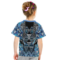 Aotearoa Ngati Porou Kid T Shirt Maori Light Blue Tribal Paua Shell Pattern DT05 - Polynesian Pride
