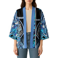 Aotearoa Ngati Porou Kimono Maori Light Blue Tribal Paua Shell Pattern DT05 - Polynesian Pride