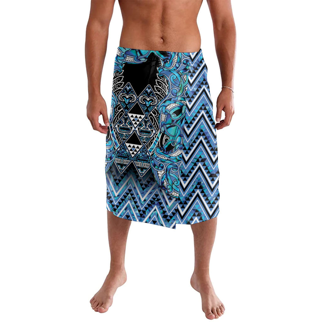 Aotearoa Ngati Porou Lavalava Maori Light Blue Tribal Paua Shell Pattern DT05 Blue - Polynesian Pride