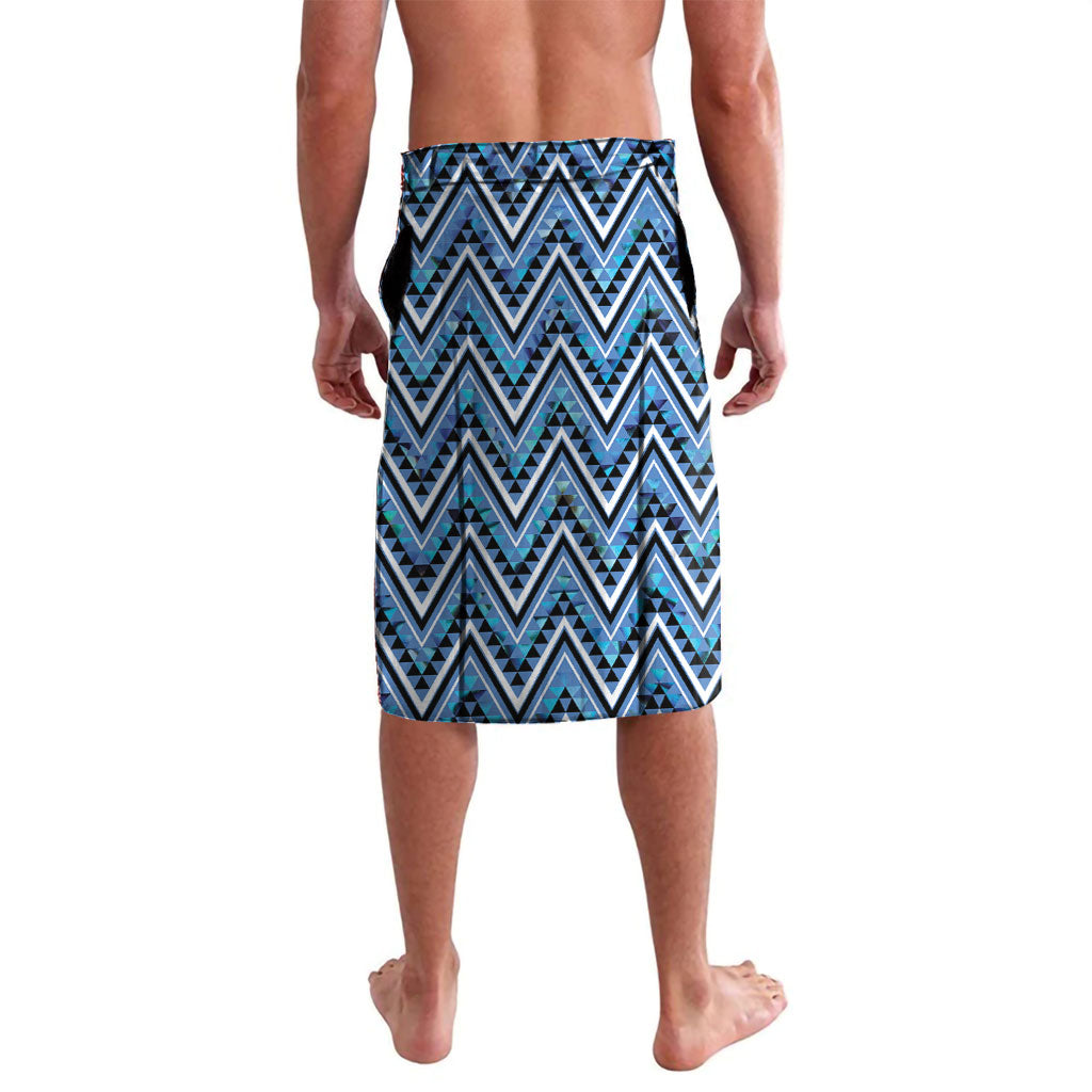Aotearoa Ngati Porou Lavalava Maori Light Blue Tribal Paua Shell Pattern DT05 - Polynesian Pride