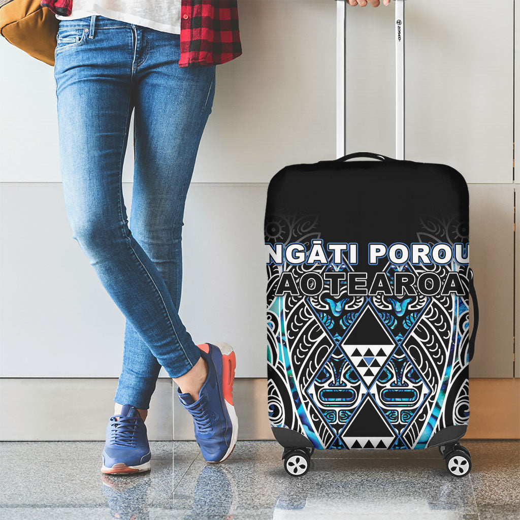 Aotearoa Ngati Porou Luggage Cover Maori Light Blue Tribal Paua Shell Pattern DT05 - Polynesian Pride