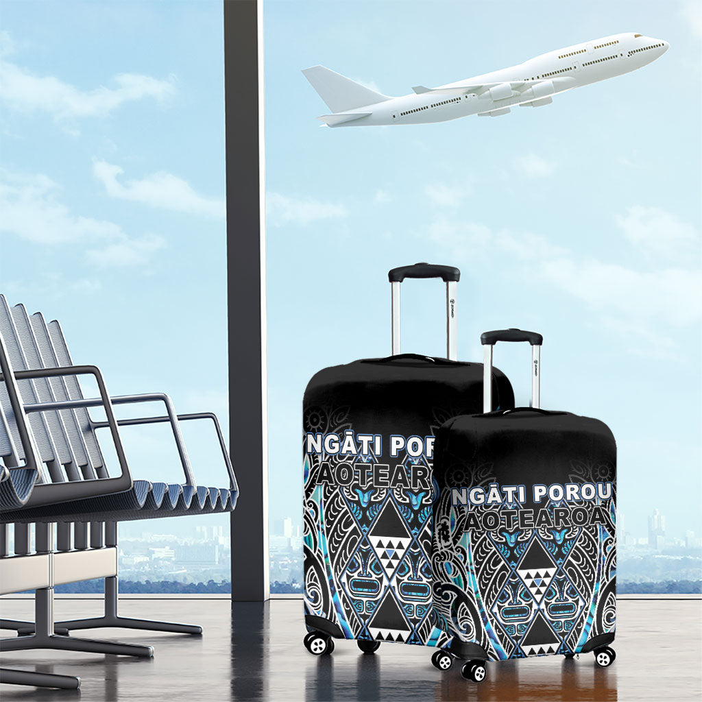 Aotearoa Ngati Porou Luggage Cover Maori Light Blue Tribal Paua Shell Pattern DT05 - Polynesian Pride