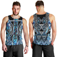 Aotearoa Ngati Porou Men Tank Top Maori Light Blue Tribal Paua Shell Pattern DT05 - Polynesian Pride