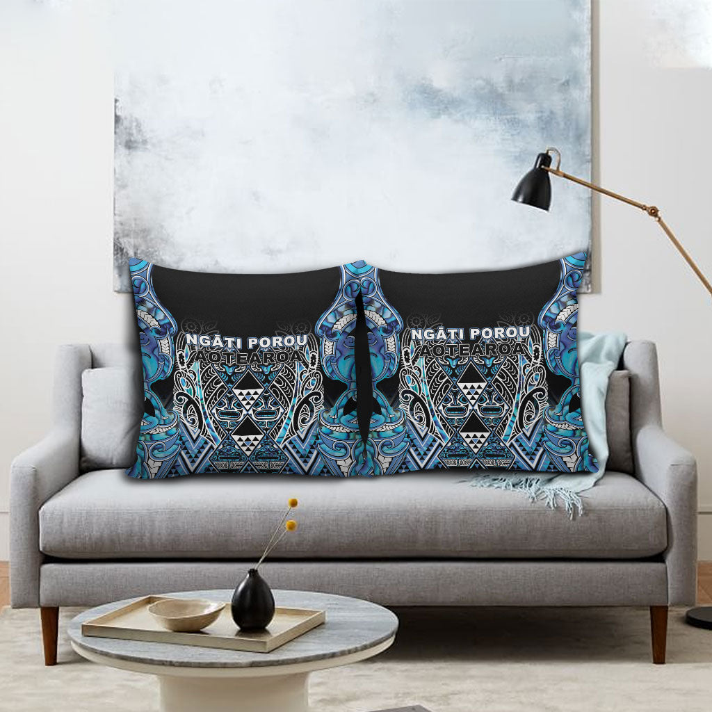Aotearoa Ngati Porou Pillow Cover Maori Light Blue Tribal Paua Shell Pattern DT05 - Polynesian Pride