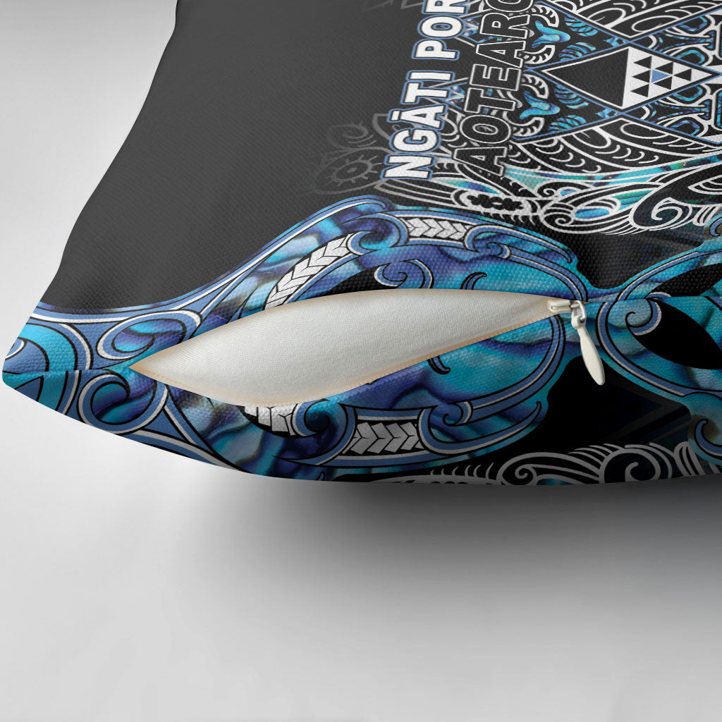 Aotearoa Ngati Porou Pillow Cover Maori Light Blue Tribal Paua Shell Pattern DT05 - Polynesian Pride