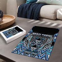 Aotearoa Ngati Porou Puzzle Maori Light Blue Tribal Paua Shell Pattern DT05 - Polynesian Pride
