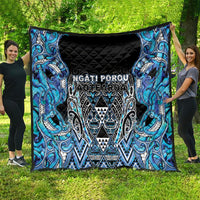 Aotearoa Ngati Porou Quilt Maori Light Blue Tribal Paua Shell Pattern DT05 - Polynesian Pride