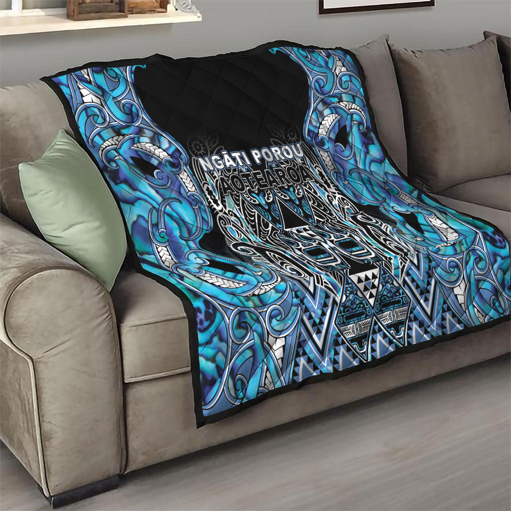 Aotearoa Ngati Porou Quilt Maori Light Blue Tribal Paua Shell Pattern DT05 - Polynesian Pride