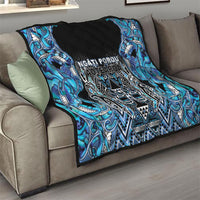 Aotearoa Ngati Porou Quilt Maori Light Blue Tribal Paua Shell Pattern DT05 - Polynesian Pride